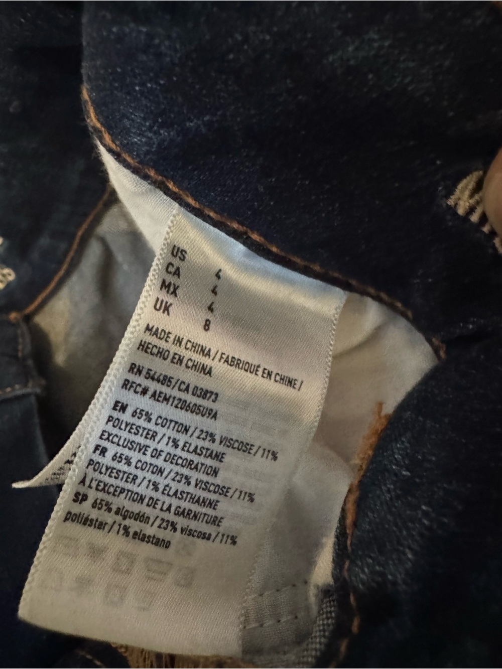 American Eagle Outfitters Dark Blue Denim Jeans with Contrast Stitching - Picture 3 of 3